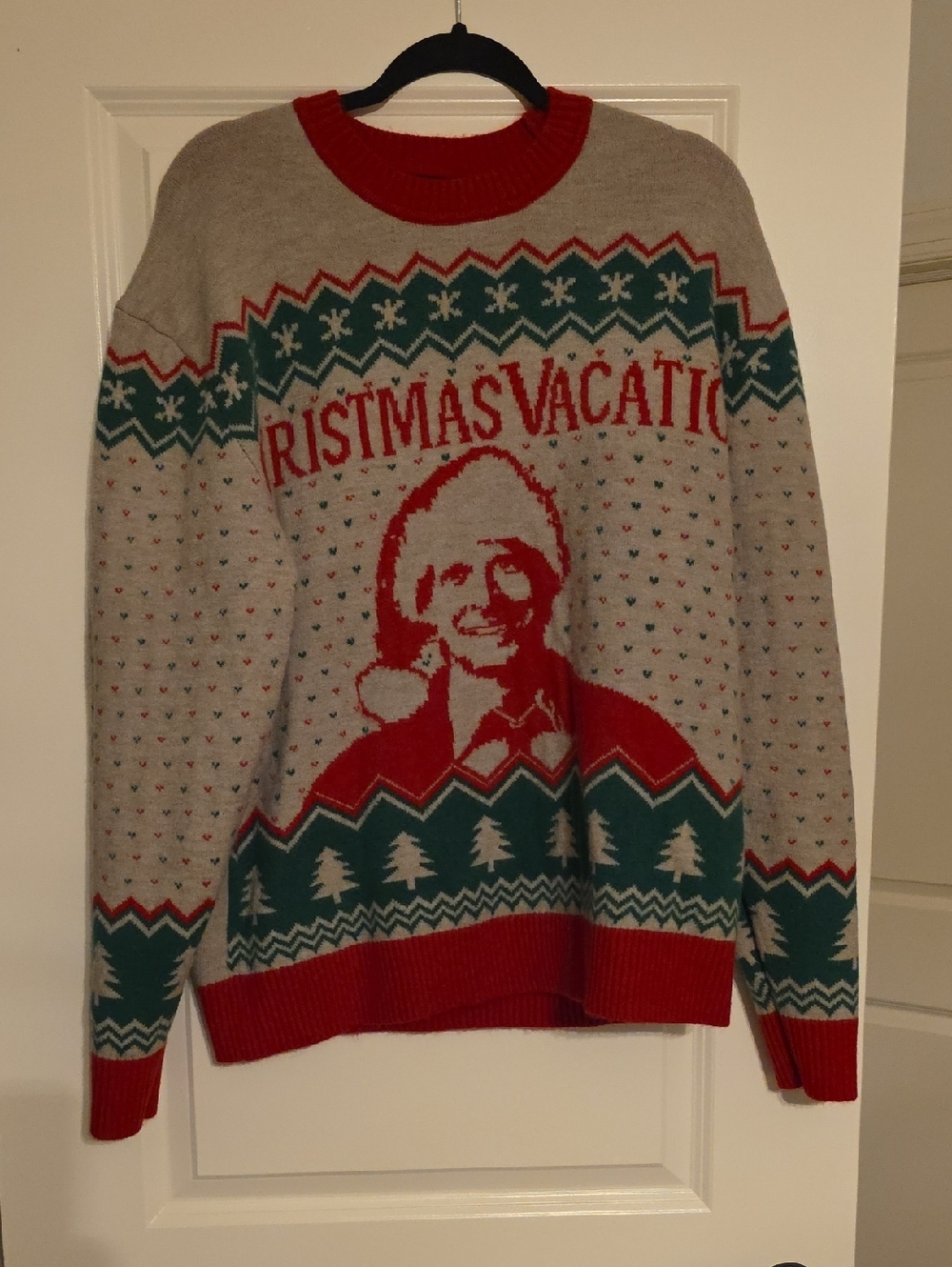 Men's Red & Green Christmas Vacation Knit Sweater XL LIKE NEW